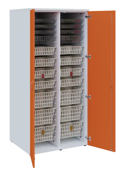 EUROMEDICA D - 90 skříň léková boxová, 2-dveřová, 1950x900x735, korpus bílý, dvířka mandarinka